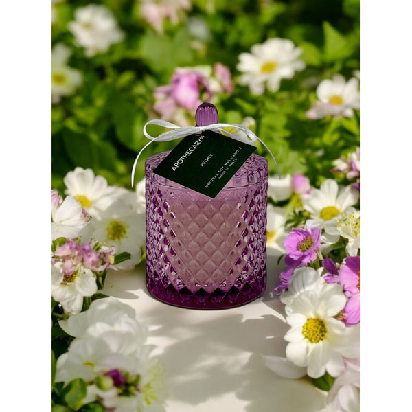 Ornate Glass Candle - Lilac